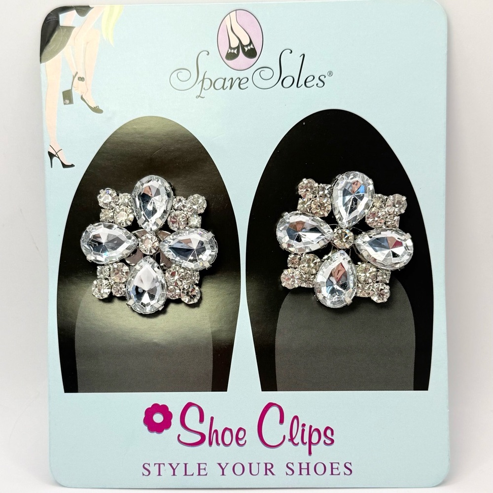 Clear Flower Rhinestone Crystal Jewelry Clips for Shoes, Bags, Hats & Clothing